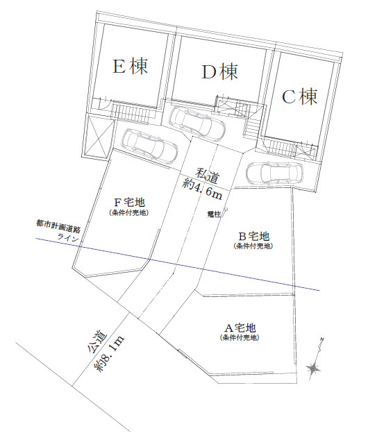 板橋区中台1丁目　準急停車駅　大型住宅3棟　　の区画図