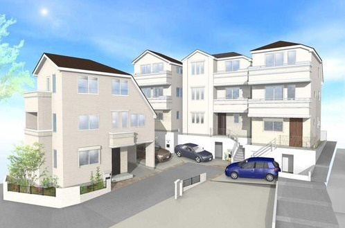 板橋区中台1丁目　準急停車駅　大型住宅3棟　　の外観パース