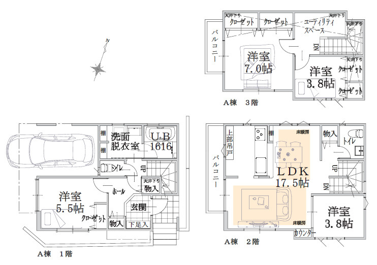 板橋区中台1丁目　準急停車駅　大型住宅3棟　　の参考プラン|A宅地（条件付き売地）参考プラン　4LDK　土地面積66.60ｍ2　建物面積112.19ｍ2
