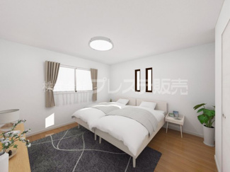 【洋室】 | 生駒市東菜畑２丁目の新築一戸建 全２区画 | ２号地２階洋室（主寝室）完成イメージ／南向きですので、陽あたり良好です♪