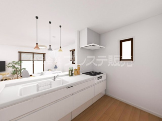 【キッチン】 | 生駒市東菜畑２丁目の新築一戸建 全２区画 | ２号地キッチン完成イメージ／人気の対面キッチン♪