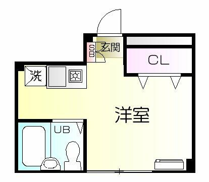 クローゼット付きの1R