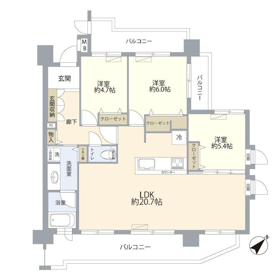 グランドステイツ大濠公園南の間取り