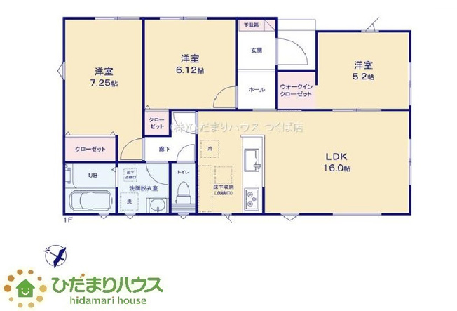 【間取り】 | 神栖若松中央5丁目24-1期　新築戸建　2号棟 | カースペース２台ＯＫ！前面道路も幅が広いため車庫入れも安心です