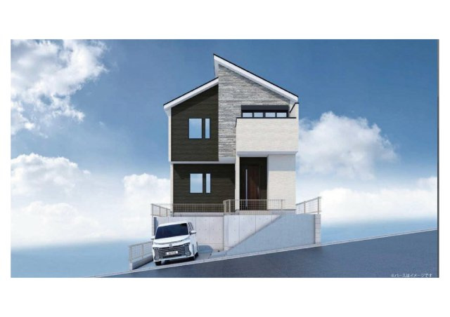 南希望が丘新築戸建て　吹き抜け付きの約19帖広々リビングの外観