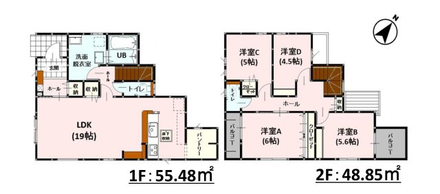 熊本市中央区出水8丁目第2-2棟（2号棟）　の間取り|全居室収納付きで便利です。