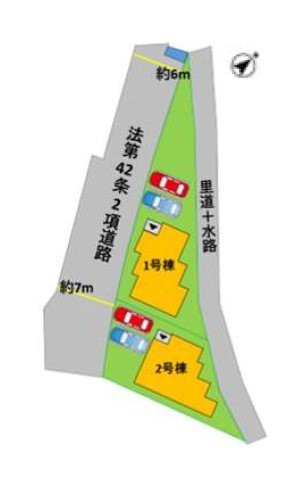 熊本市中央区出水8丁目第2-2棟（2号棟）　の区画図|配置図（2号棟）