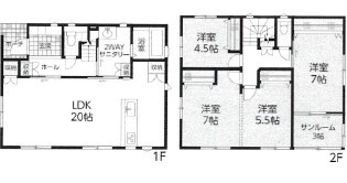 佐伯区皆賀１丁目　№35975の間取り|４ＬＤＫ＋サンルーム

