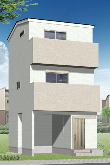 【外観パース】 | 平野区長吉六反4丁目 | 「六反東公園」徒歩2分♪閑静な住宅地♪バス停も徒歩2分圏内にあります♪分譲地内に来客用駐車スペースございます♪