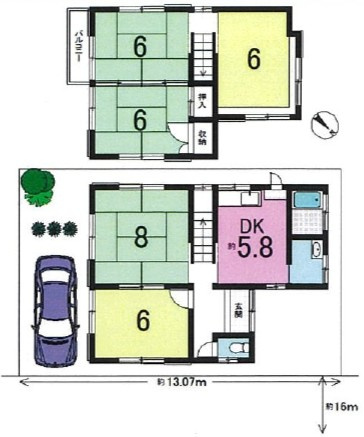 草津市上笠4丁目　中古戸建ての間取り