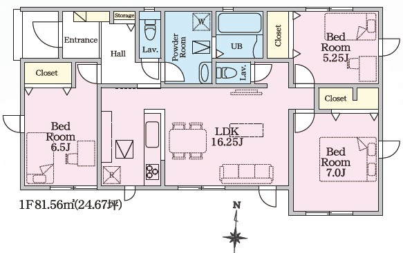 【間取り】 | 高崎市日光町24-1期　1号棟