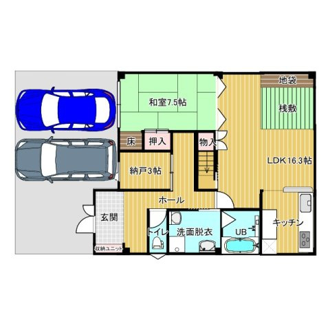 此花区中古戸建の間取り