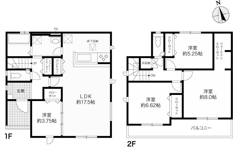 香南市野市町西野 5期1棟 新築戸建ての間取り