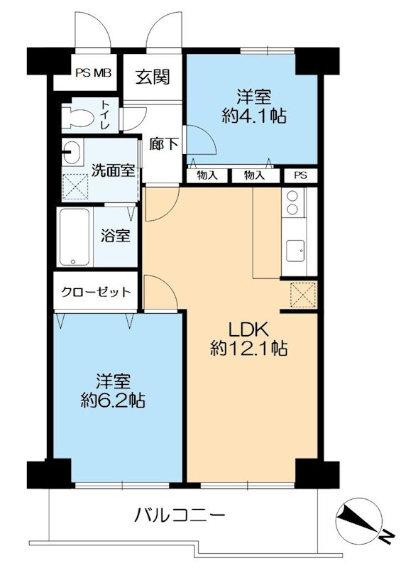 魚崎レックスマンション壱号棟の間取り|間取図
