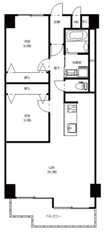 【間取り】 | 新北野第３コーポ | 陽当り通風良好・ペット飼育可・ＬＤＫ約２０帖・Ｒ６年１０月室内改装済
