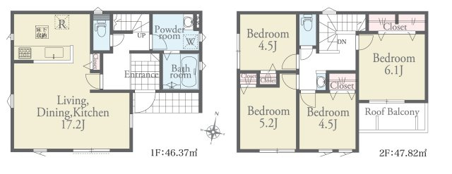 リナージュ/南区/御幸笛田1丁目/24-1期/2号棟の間取り|全洋室の４LDK☆