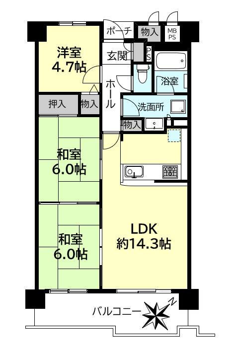 朝日プラザCITYウエストヒル神戸Ｂ棟の間取り