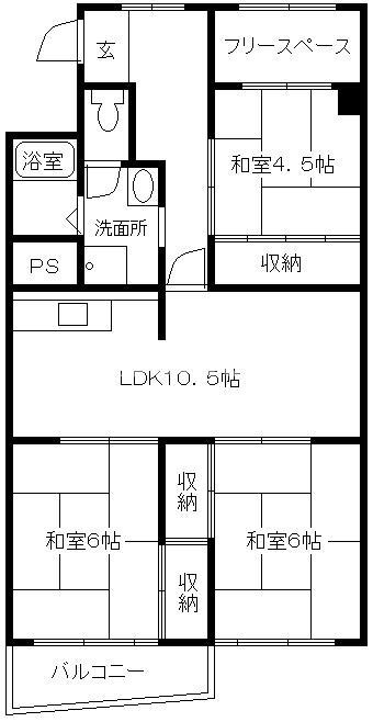 新吉田住宅2号棟の間取り