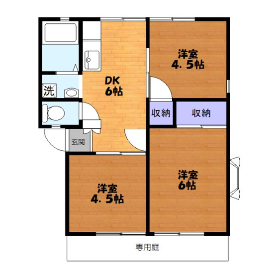 【間取り】 | ジュネスカスヤB