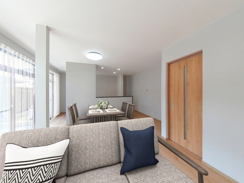 リフォーム中古戸建　大垣市青墓町3丁目　昭和58年築の居間・リビング|※家具はCGで合成したイメージ画像です。