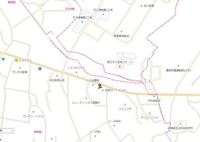 戸建　高山市新宮町　580万の地図
