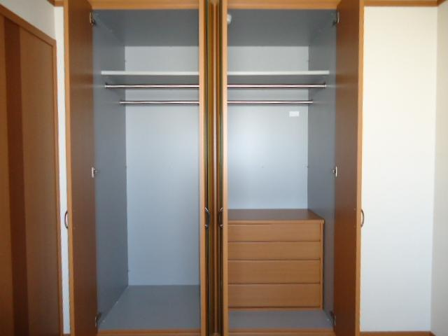 アベニール細江の収納|引出し＆パイプ２本付きの奥行きある収納