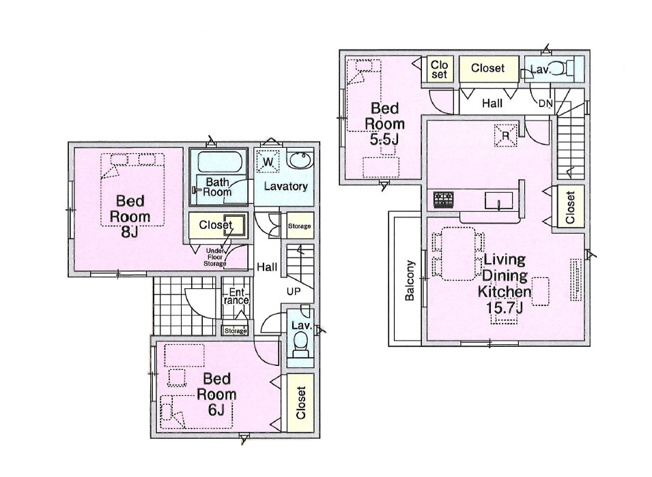 【間取り】 | 新座市大和田5丁目　新築一戸建住宅　全1棟　(志木本店) | 陽当たり良好な2階リビングは外からの視線も気にせずのびのび過ごせるので家族のプライバシーも保たれます。