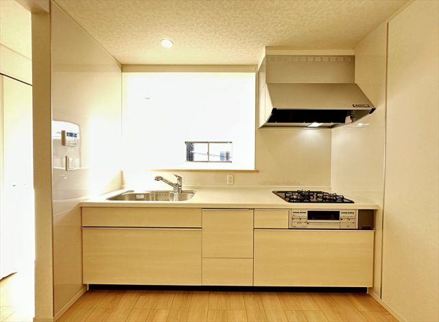 【キッチン】 | 新座市大和田5丁目　新築一戸建住宅　全1棟　(志木本店) | リビング全体が見渡せる対面キッチンは家事をしてる間も家族の様子を見守れるので子育てにも便利です。