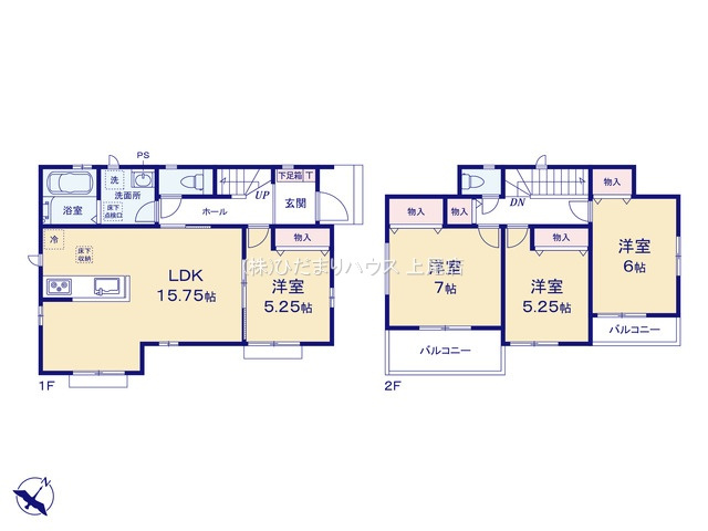 桶川市上日出谷　新築戸建　ハートフルタウンAの間取り|4LDK