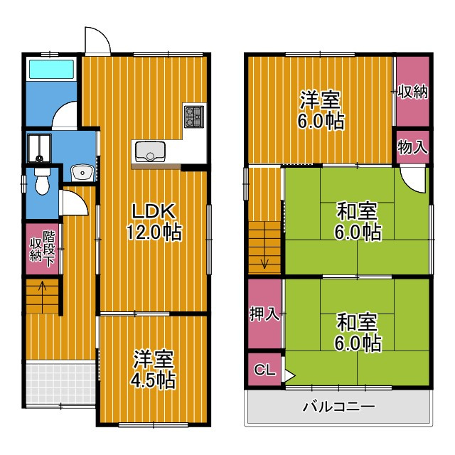 上原町貸家の間取り