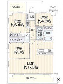 【間取り】 | ルピナスかしわ台 | 南東向き　3LDK　南東・南西角部屋　３面採光　