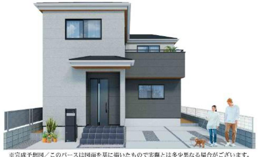三郷市上口1丁目　新築戸建　全1棟の外観パース|【完成予想図】長期優良認定住宅！2025年11月完成予定