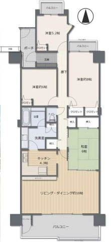 【間取り】 | プレセダンヒルズ南大沢 | 4LDKはリビングダイニングキッチンと4つの居室がある間取りで、大家族や二世帯住宅に最適。広々としたリビングで家族団らんを楽しみ、個室でプライベートな時間も確保でき、快適な生活を送ることができますよ。