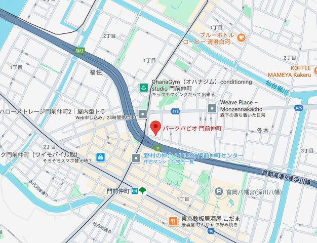 パークハビオ門前仲町の地図