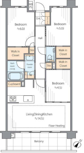 クリオ茅ヶ崎中海岸グランヴィラの間取り