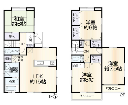 藤沢市柄沢　中古戸建の間取り