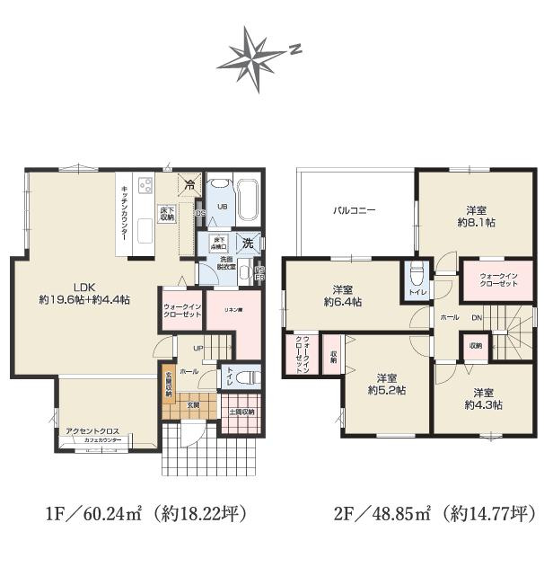 水戸市笠原町2期　新築戸建　3号棟の間取り