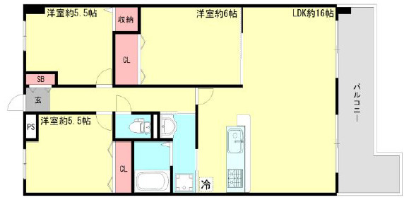 【間取り】 | ピュアハイツ明石大久保　3階 | 3LDKです。