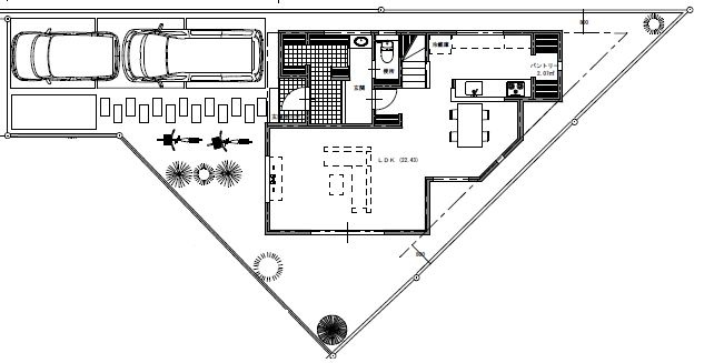 【※サンスターホーム限定物件】立川市砂川町3丁目　建築条件付き売地　高機能住宅の区画図|区画図、1階参考間取り(建物価格1，680万円)
