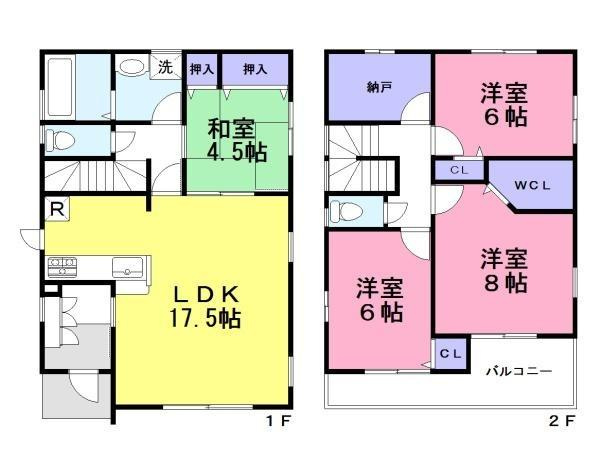 生駒郡三郷町勢野北５丁目　一戸建の間取り|■広々したＬＤＫ１７．５帖・４ＳＬＤＫの間取り！大容量の収納など、ご家族のお住まいにピッタリです！