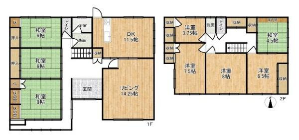 北葛城郡河合町中山台１丁目　一戸建の間取り