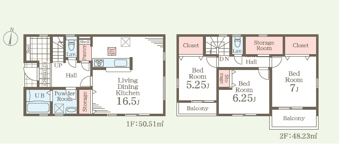 【LiveleGarden】宇都宮市宮の内 第4 全2邸の間取り|〇2号棟間取り図〇