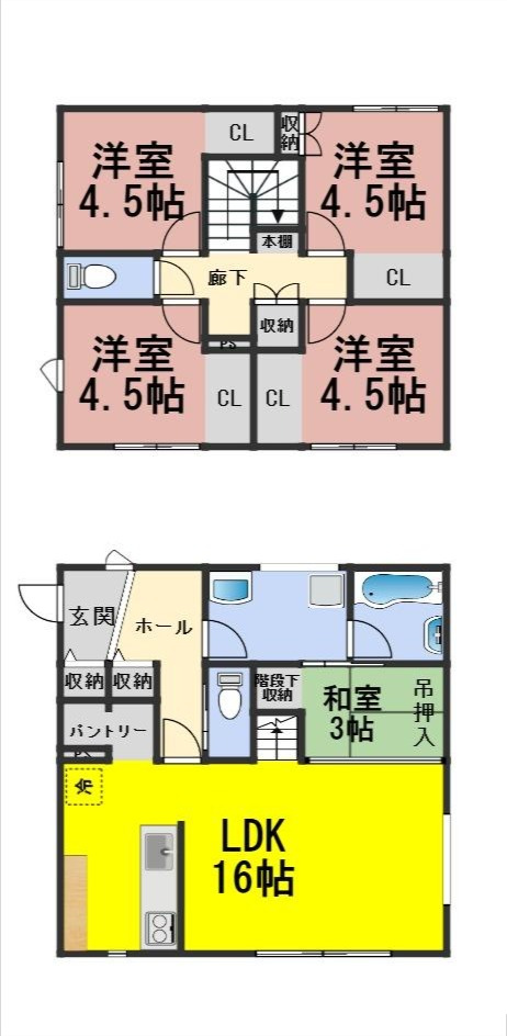 ６５４４８　瑞穂市古橋新築戸建て（未使用）の間取り