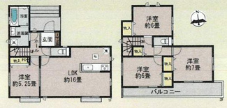 【間取り】 | 海老名市社家3丁目  A号棟 | 二部屋から行き来できる南向きバルコニー　掃出し窓シャッター付　全居室収納　全室2面採光