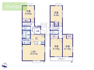 【間取り】 | 平日・土日も見学できます　水廻り集中型　全2棟　A号棟