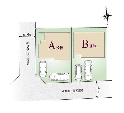 【区画図】 | 【Heartfull Town】小平鈴木町１丁目２期 | カースペースは車種により２台分！
陽当りの良い南道路に面したお住まい。周辺道路は車通りも少なく、静かで快適な住環境です♪