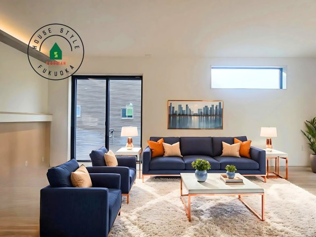 N・上益城郡益城町大字古閑第2-2棟（1号棟）　の居間・リビング|明るく開放的なリビングダイニングは豊かな陽光が注ぎ込み、やすらぎの空間を演出してくれます。ご家族で楽しいひとときをお過ごし下さい。※家具はCGを合成したものです。