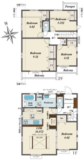 【間取り】 | 【仲介手数料無料！！】稲城市大丸　新築戸建て（全3棟）3号棟　6680万円 | 3号棟