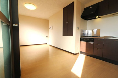 【内装】 | レオネクストメゾン米原 | キッチンの脇にも大型収納スペースを確保しております。