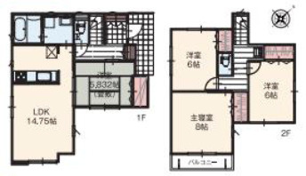 越谷市大字下間久里 新築分譲住宅 全2棟 No,2の間取り